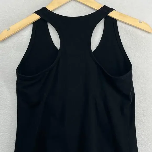EILEEN FISHER Top XS Tank Stretch Cotton Jersey Shelf Bra Racerback Black USA - Picture 4 of 13